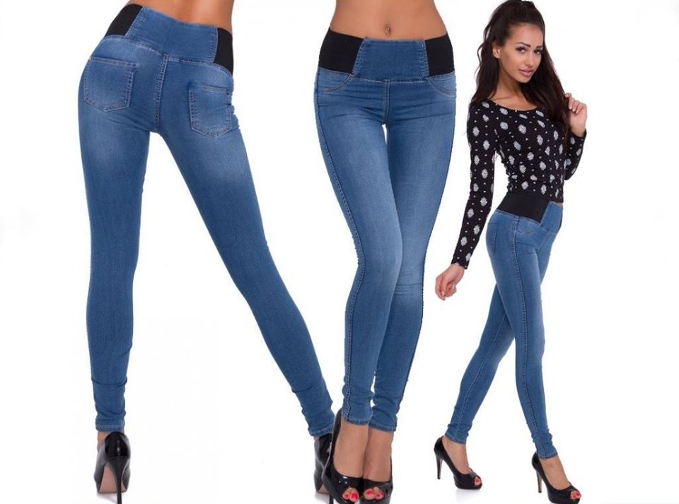 Dámské elastické legíny Jeans slim fit skinny modré